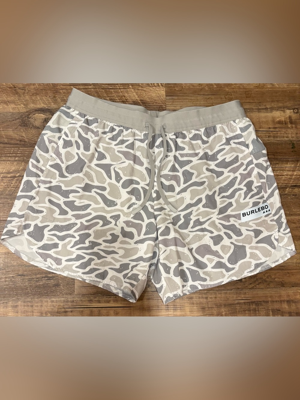 BURLEBO Grey & White Camo Athletic Shorts